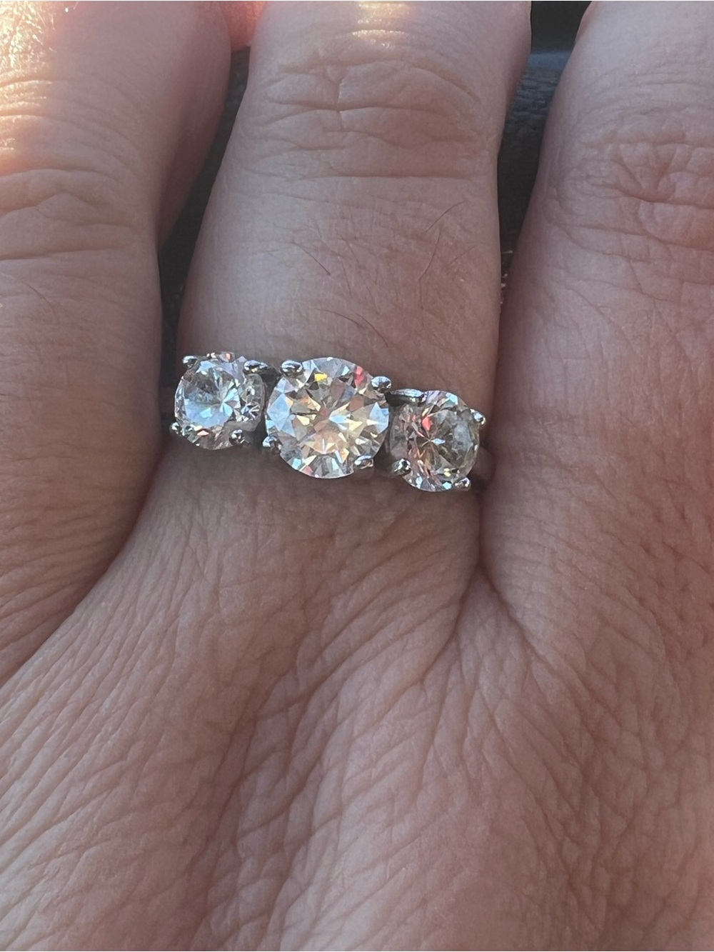 RJ Graziano for Avon 3 Stone Cubic Zirconia 925 Sterling Silver Ring Size 10